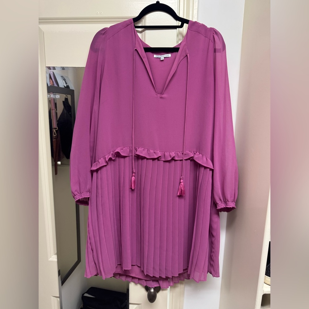 Rebecca Minkoff Pink V Neck and Pleated Dress
